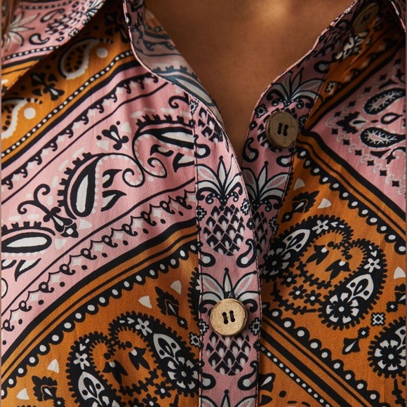 Farm Rio Anthropologie Classic Buttondown Shirt Size Medium - Picture 6 of 6